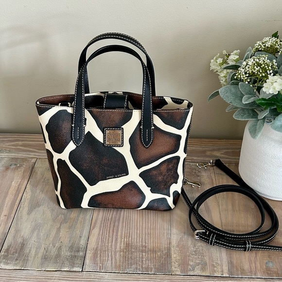Dooney & Bourke Handbags - Dooney & Bourke Brown, Black & Cream Giraffe Print Small Tote